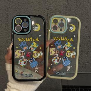 ins风 睡觉小新五人帮适用苹果16promax奶油卡通手机壳iphone15防摔华为P可爱mate70简约小米小众红米k新款