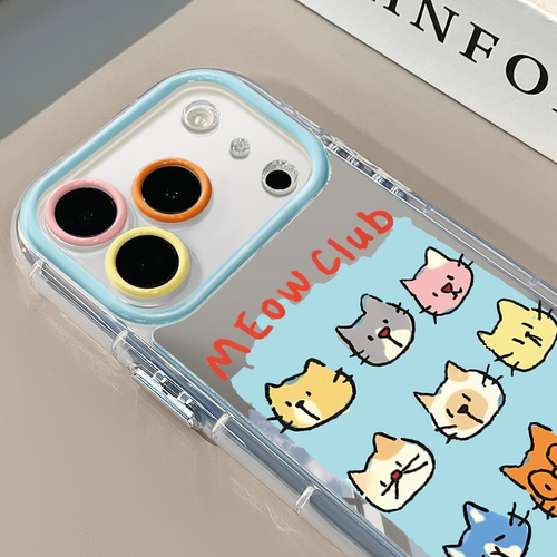 九宫格猫咪头像适用于苹果18Promax手机壳17Pro镜面奶油华为p90pro可爱小米18防摔荣耀mate70小众红米