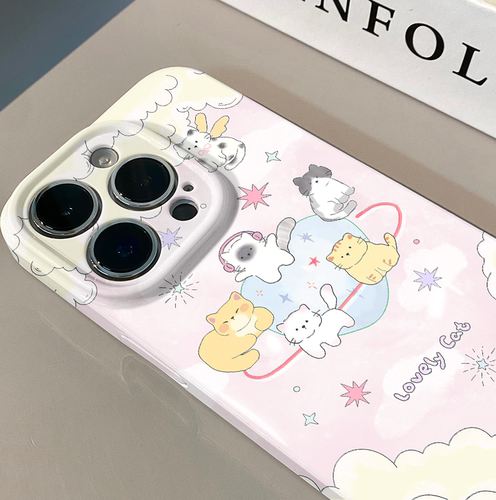 粉嫩少女心卡通可爱猫咪适用于华为菲林oppo壳苹果15新iPhone14/13/12promax手机壳真我红米小米13pro/ultra