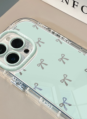 蝴蝶结镜面适用苹果17promax华为奶油壳oppo苹果16新iPhone14/12/11promax手机壳真我红米小米13pro/u
