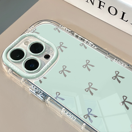 蝴蝶结镜面适用苹果17promax华为奶油壳oppo苹果16新iPhone14/12/11promax手机壳真我红米小米13pro/u