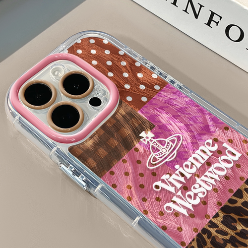 拼接波点格纹西适用苹果17奶油羽纱纹卡通手机壳iphone16pro可爱华为苹果13创意可爱保护套防摔15ProMax全包