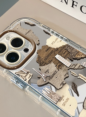 大陆板块适用于苹果17Pro镜面奶油壳iPhone16Promax手机壳华为p80可爱小米15防摔荣耀mate70小众红米