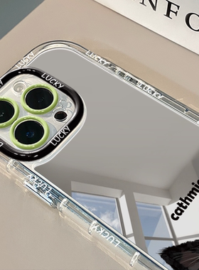 黑猫镜面适用于苹果17pro华为奶油壳oppo苹果16新iPhone15/14/13promax手机壳真我红米小米13pro/u
