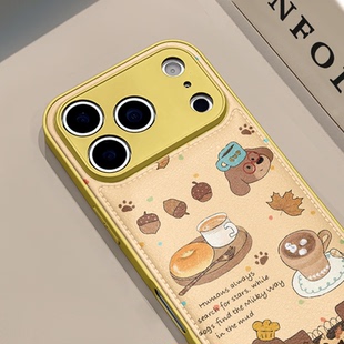 豹纹腊肠狗适用苹果17pro手机壳16pm肤感皮纹鼓包华为p80防摔可爱mate70保护套荣耀oppo防摔小米