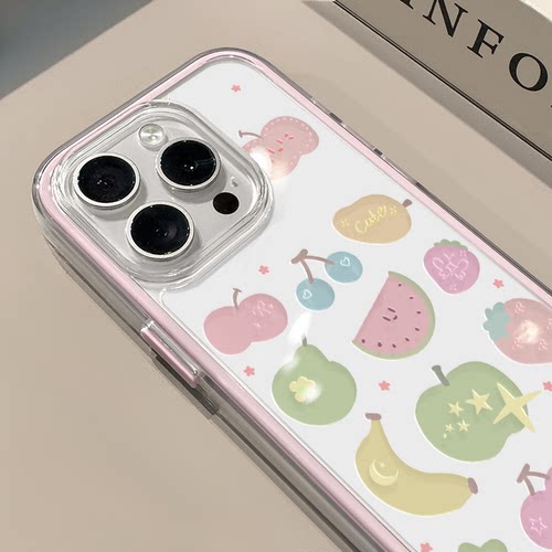 彩色水果适用苹果17promax手机壳iPhone16三合一炫彩华为mate70保护套oppo荣耀200创意小米15