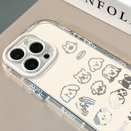 七只小狗镜面适用苹果17promax华为奶油壳oppo苹果16新iPhone14/12/11promax手机壳红米小米13pro/u