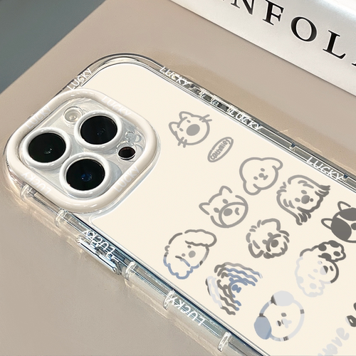 七只小狗镜面适用苹果17promax华为奶油壳oppo苹果16新iPhone14/12/11promax手机壳红米小米13pro/u