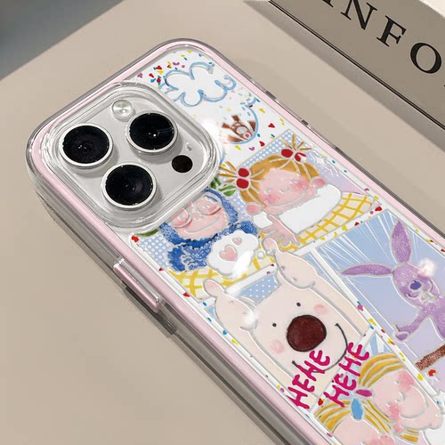 插画涂鸦coco酱适用苹果16pro手机壳iPhone15三合一炫彩可爱14小众华为mate70保护套OPPO荣耀200新款创意小米