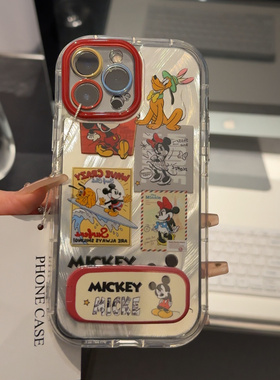 旧漫米奇海报适用苹果16pro泡芙羽纱手机壳iphone15卡通可爱华为p荣耀创意可爱mate70保护套小众小米15新款