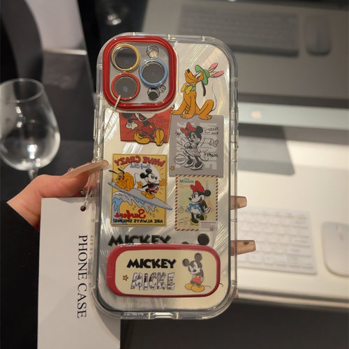 旧漫米奇海报适用苹果16pro泡芙羽纱手机壳iphone15卡通可爱华为p荣耀创意可爱mate70保护套小众小米15新款
