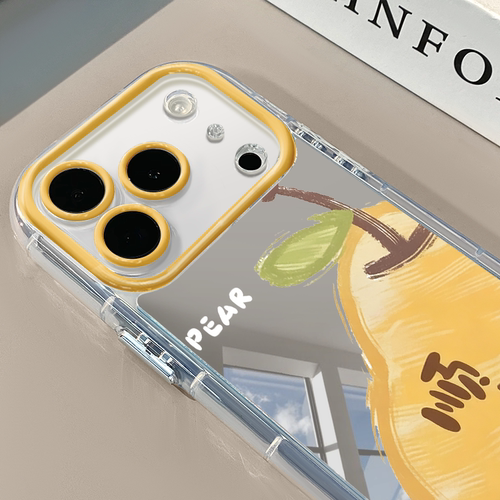 涂鸦顺梨适用于苹果17Promax手机壳16Pro镜面奶油华为p90pro可爱小米17防摔荣耀mate70小众红米