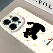 12promax手机壳真我红米小米13pro ins简约卡通可爱创意黑猫适用于华为菲林oppo壳苹果15新iPhone14 ultra