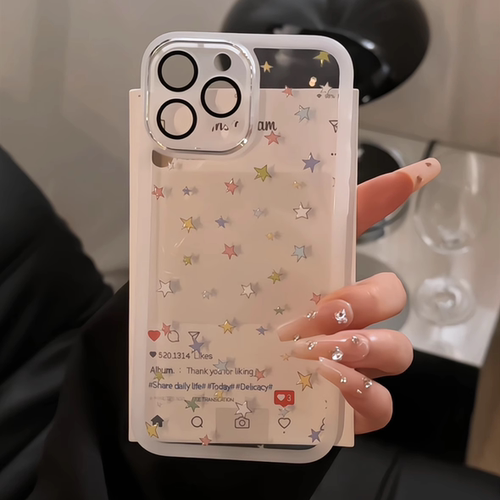 满屏彩色小星星适用苹果17pro金属镜框卡通手机壳iphone16防摔华为PURA70小米11可爱mate保护套14