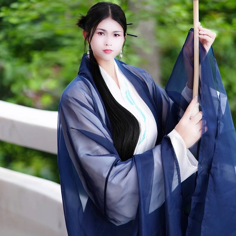 【玲珑记】云纹刺绣交领上衣印染齐腰襦裙古风新中式汉服大袖衫