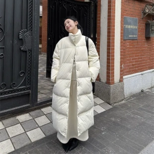 DIGM 羽绒服大衣外套女26010 2025秋冬国标90白鸭绒极简立领长款