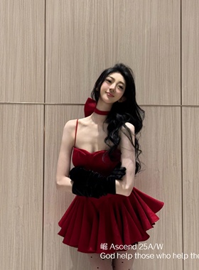 崛 Ascend-款晚礼服裙子聚会焦点款氛围感连衣裙(配蝴蝶结)