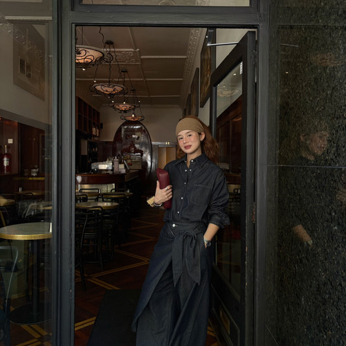 NEW OPEN-26早春韩系复古气质翻领单排扣牛仔长袖衬衫