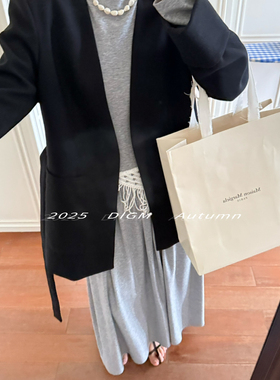 DIGM-极简高级感纯色V领宽松显瘦加厚加棉短外套