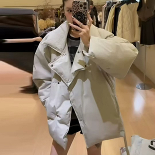 HUISE-冬上新韩版绑带中长款保暖羽绒服外套(配腰带)