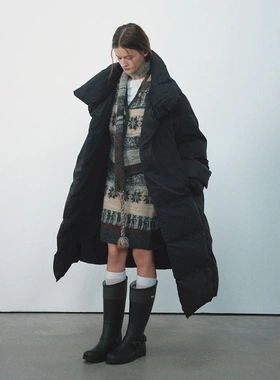 【玳禾】冬季新款立领系带哑光磨砂感肌理90白鸭绒羽绒服女C4485