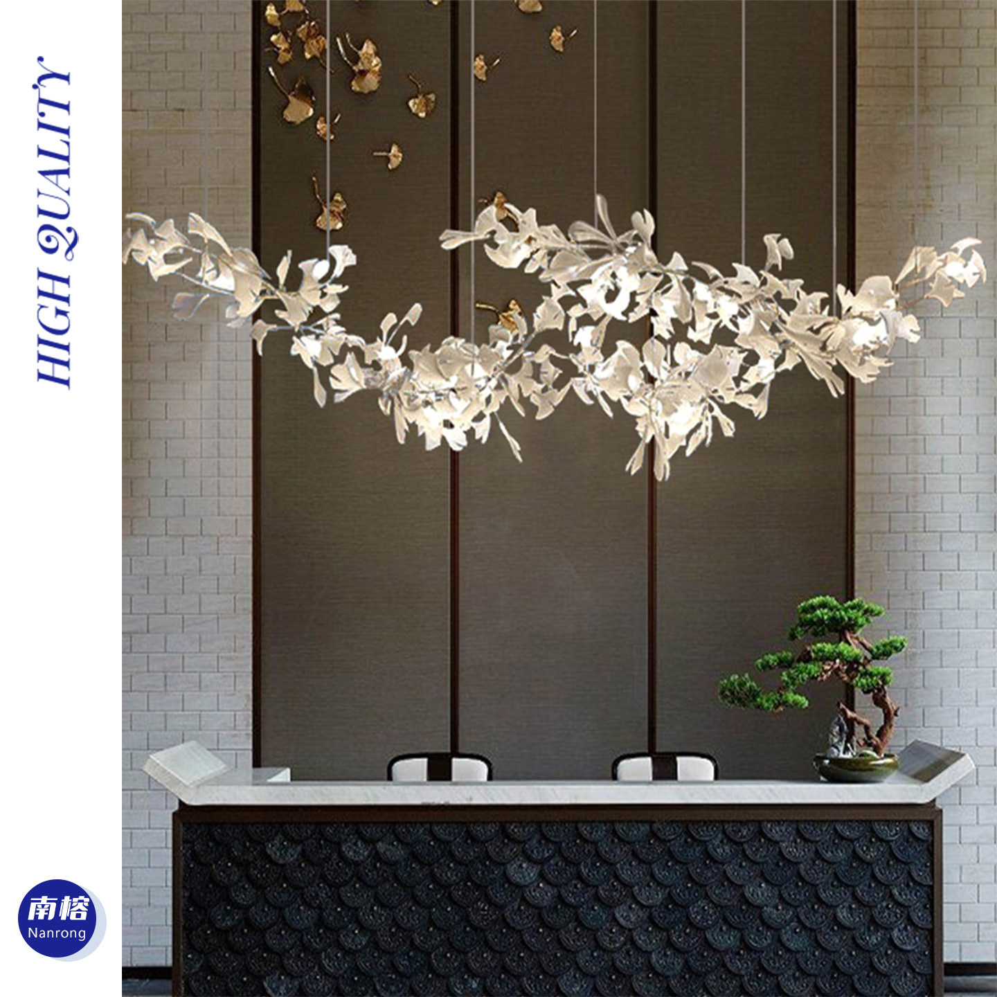 设计师银杏树叶灯具客厅餐厅灯吧台灯吧台饭厅艺术楼梯间装饰吊灯
