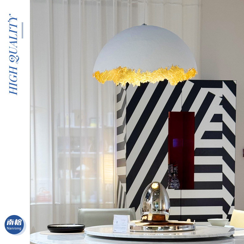 设计师半圆锅盖灯北欧创意个性客厅书房卧室餐厅酒店艺术金箔吊灯