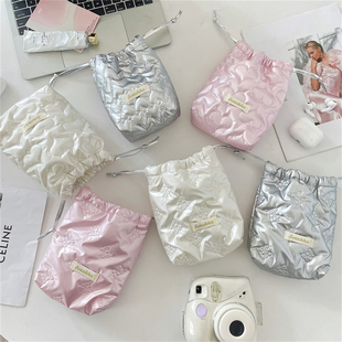 佑木包袋柔软珠光拍立得相机收纳袋防摔女生外出游玩便携手提布包