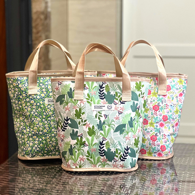 清新碎花手提饭盒袋便当包妈咪包