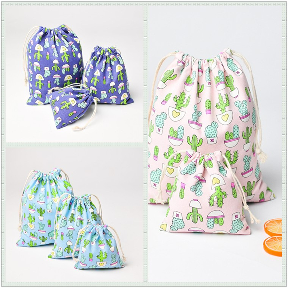 仙人掌帆布束口收纳袋抽绳袋防尘
