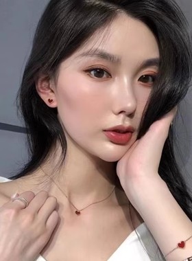 红色爱心925银锁骨项链小桃心高级感日常百搭情人节礼物送女友