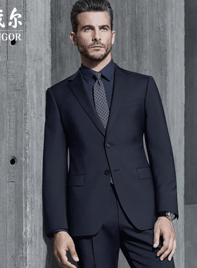 雅戈尔西服套装男商务正装藏青色西装新郎结婚礼服秋YTX29803FHA
