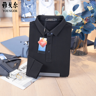 黑色高端专柜正品 t恤polo衫 秋PC519962ACA 长袖 吊牌980雅戈尔男士
