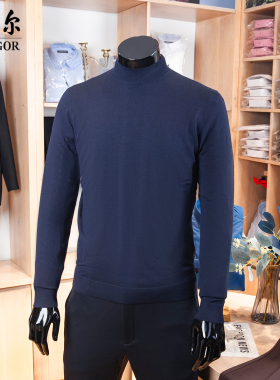 专柜1580雅戈尔100%全羊毛衫男薄款保暖半高领打底秋冬W619965FBA