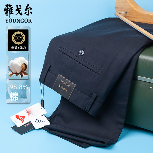吊牌980春夏薄款雅戈尔休闲裤男商务休闲免烫直筒藏青DP313002FWA