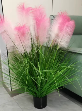 网红芦苇草仿真花摆件大束落地花瓶插花客厅装饰高枝假花摆放花艺