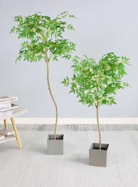 仿真植物南天竹落地盆栽室内大型仿生绿植摆件客厅轻奢装饰花假树
