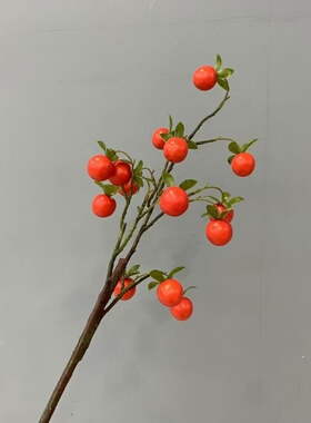 仿真柿子实树枝假花摆件客厅装饰