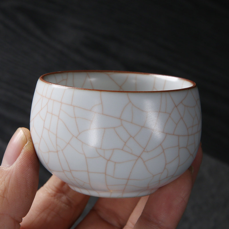 凝香阁 茶养开片月白汝窑罗汉杯 中式陶瓷功夫茶具主人杯品茗单杯
