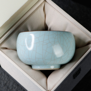 凝香阁 功夫茶具 天青汝窑禅定杯单杯 开片可养陶瓷品茗杯茶盏中式