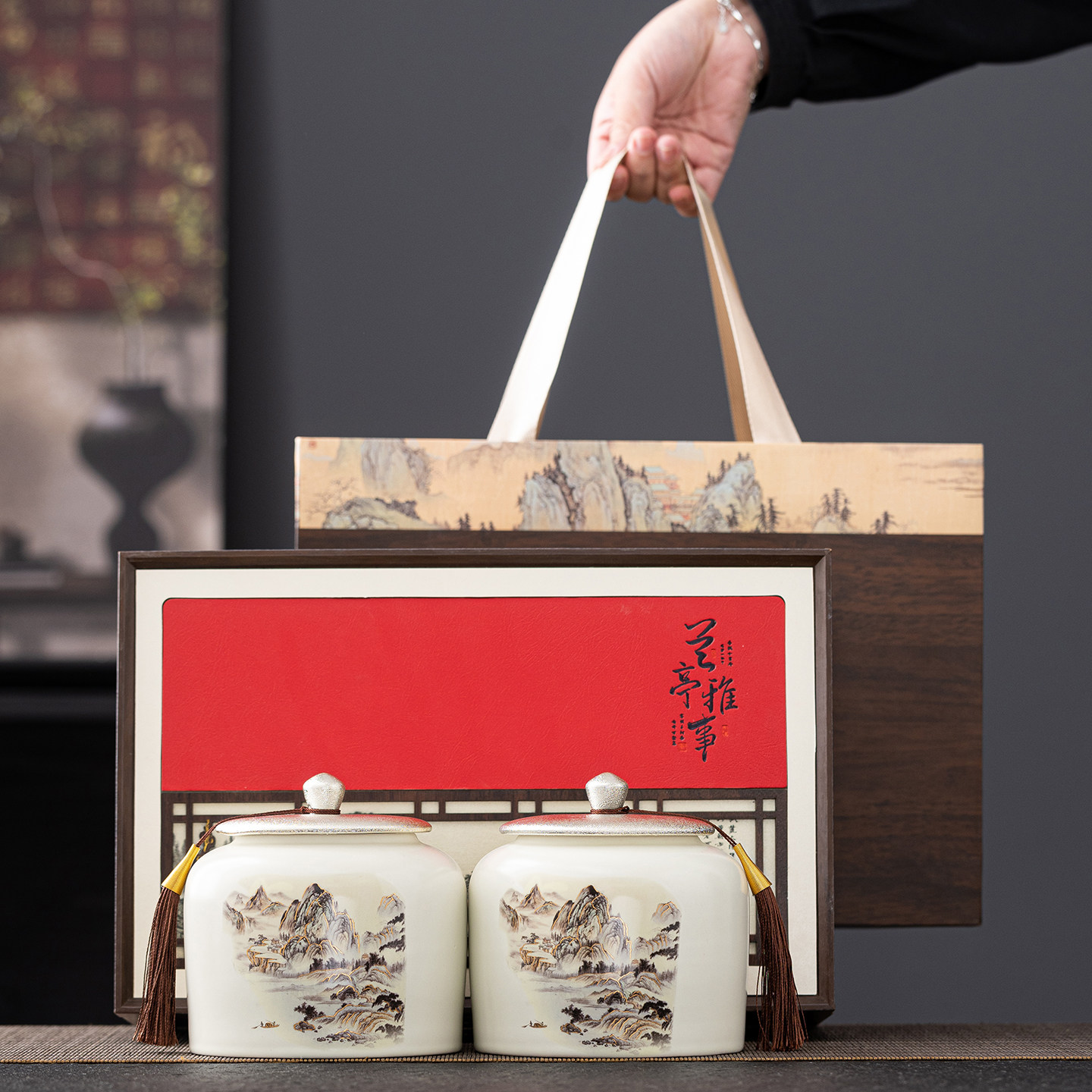 陶瓷茶叶罐礼盒装空盒高档空礼盒双罐红茶绿茶白茶毛峰铁整箱批发