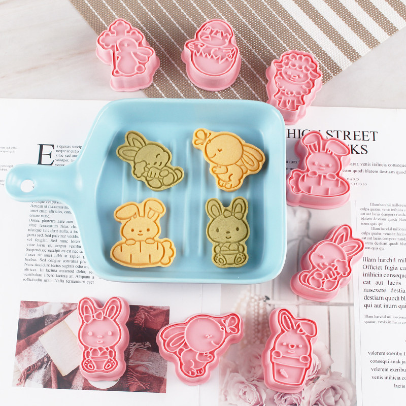 趣巧复活节8件套儿童饼干卡通3d按压家用糖霜饼干翻糖烘焙工具