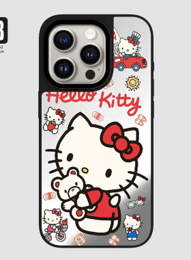 苹果17pro手机壳iphone16max韩国可爱KT猫小熊镜面14红色蝴蝶结13补妆镜子12全包11防摔plus女XR保护套15适用