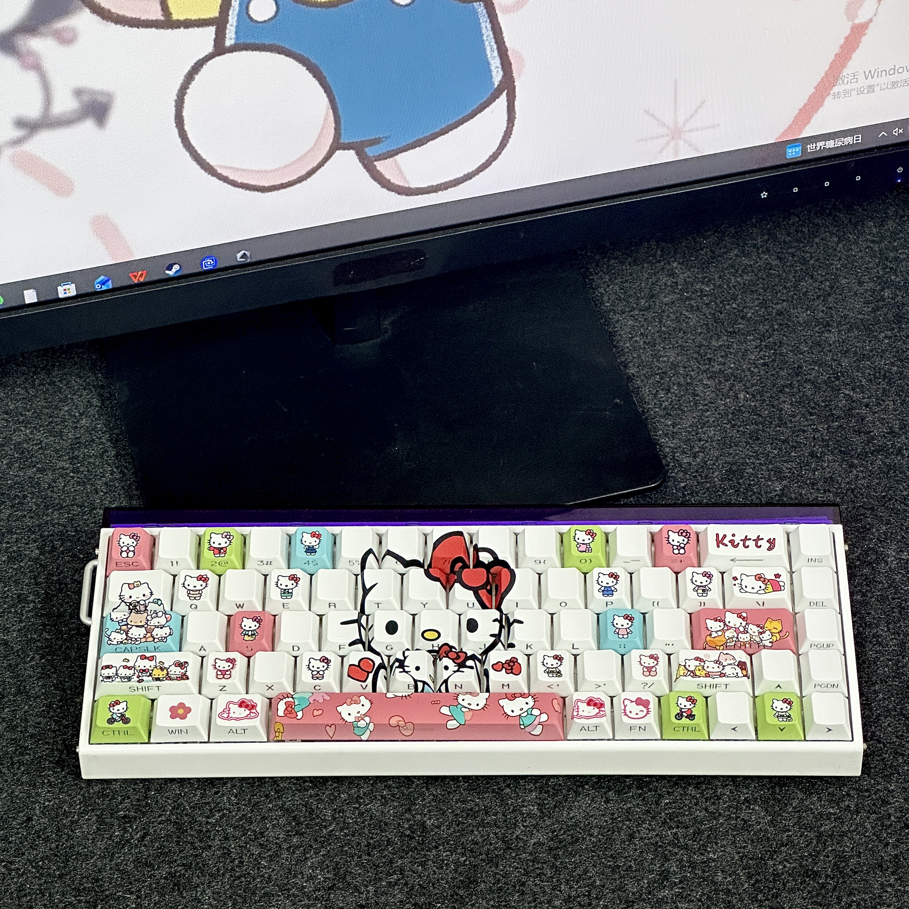 HelloKitty侧刻透光键帽凯蒂猫 热升华PBT原厂适配磁轴机械键盘