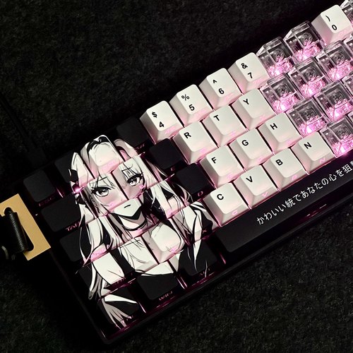 美优侧刻透光键帽二次元原厂高度pbt热升华键帽适配磁轴键盘机械