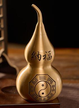 黄铜福禄纳福铜葫芦创意麒麟铜葫芦家居铜器摆件百福葫芦厂
