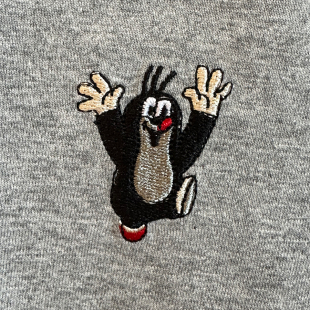 鼹鼠刺绣卡通百搭纯棉休闲宽松复古精致简约日系通勤情侣短袖 T恤