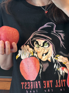 反派系列美式复古卡通印花纯棉宽松短袖T恤夏季百搭正肩圆领上衣