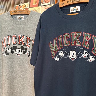 春夏季 美式 T恤新款 复古印花宽松短袖 百搭正肩圆领上衣 米奇经典