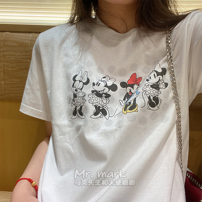 米妮波点卡通纯棉宽松圆领t恤
